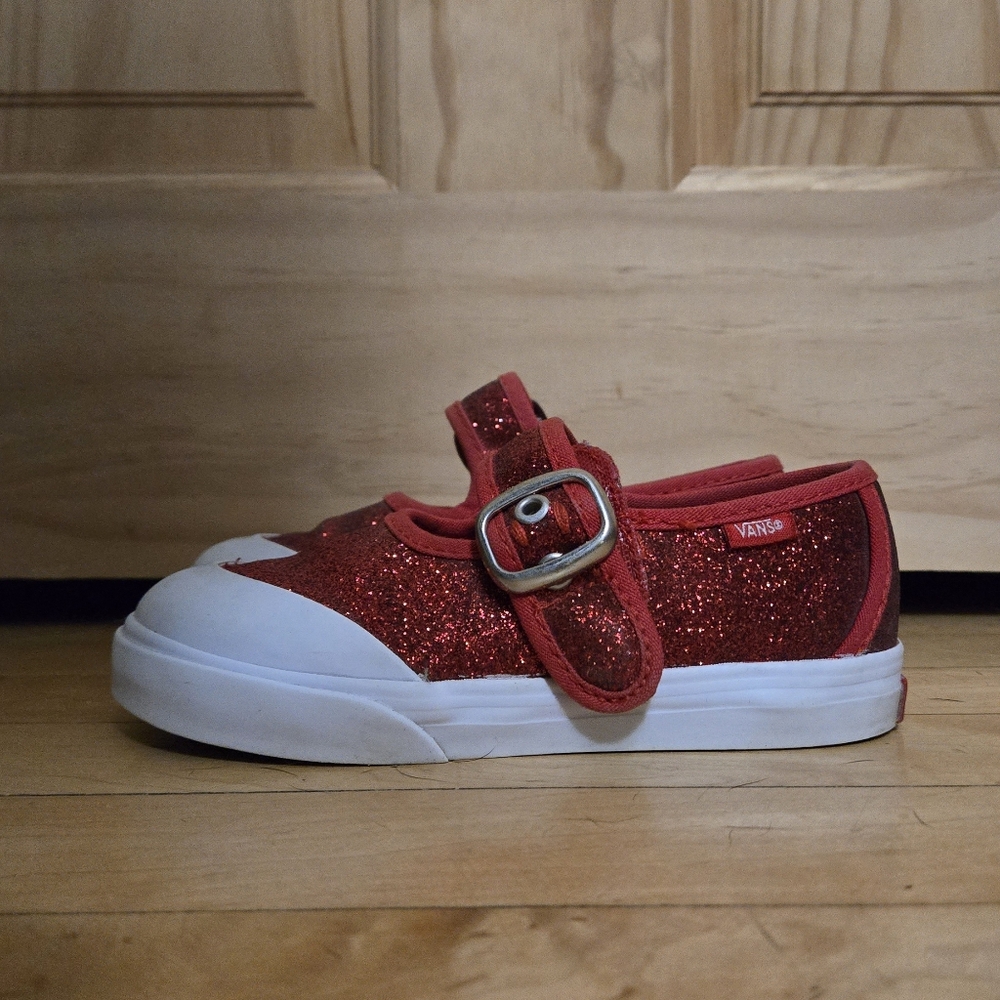Vans Kids Sparkly Red Mary Jane Sneakers